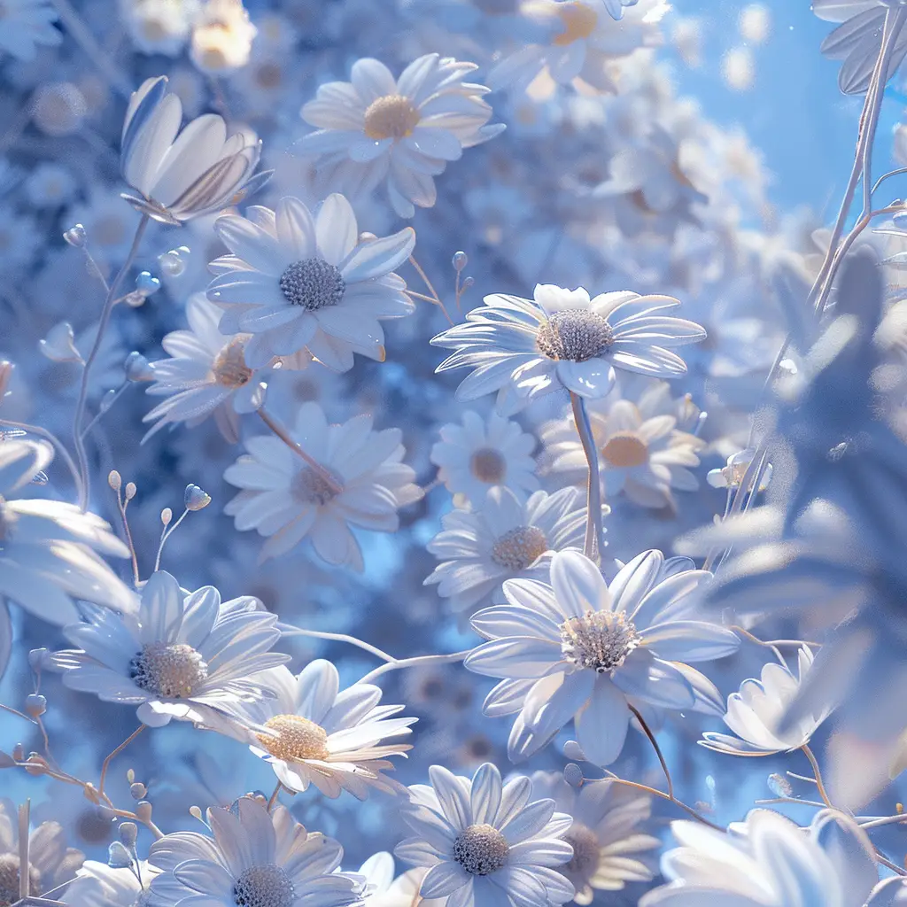 flower white blue chrysanthemum daisy 3D petal