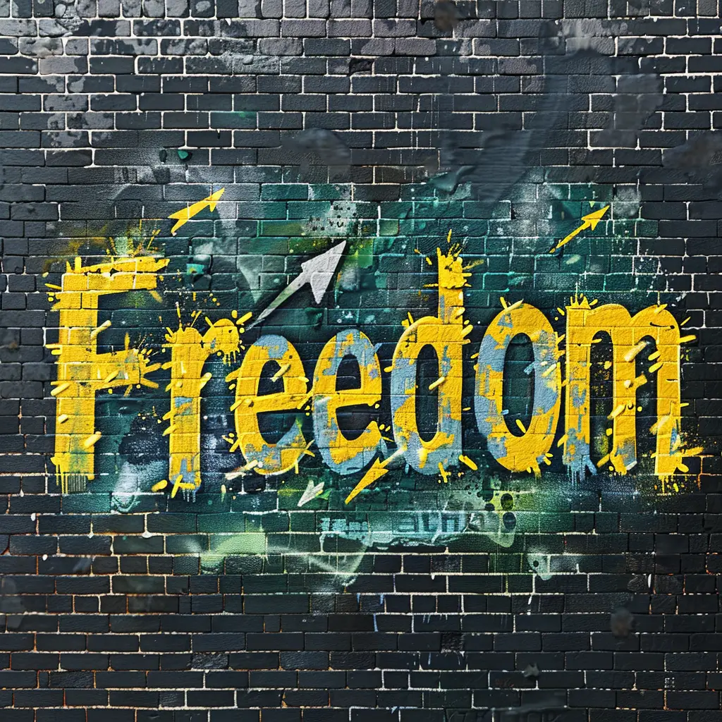 freedom type font graffiti wall word painting typography art