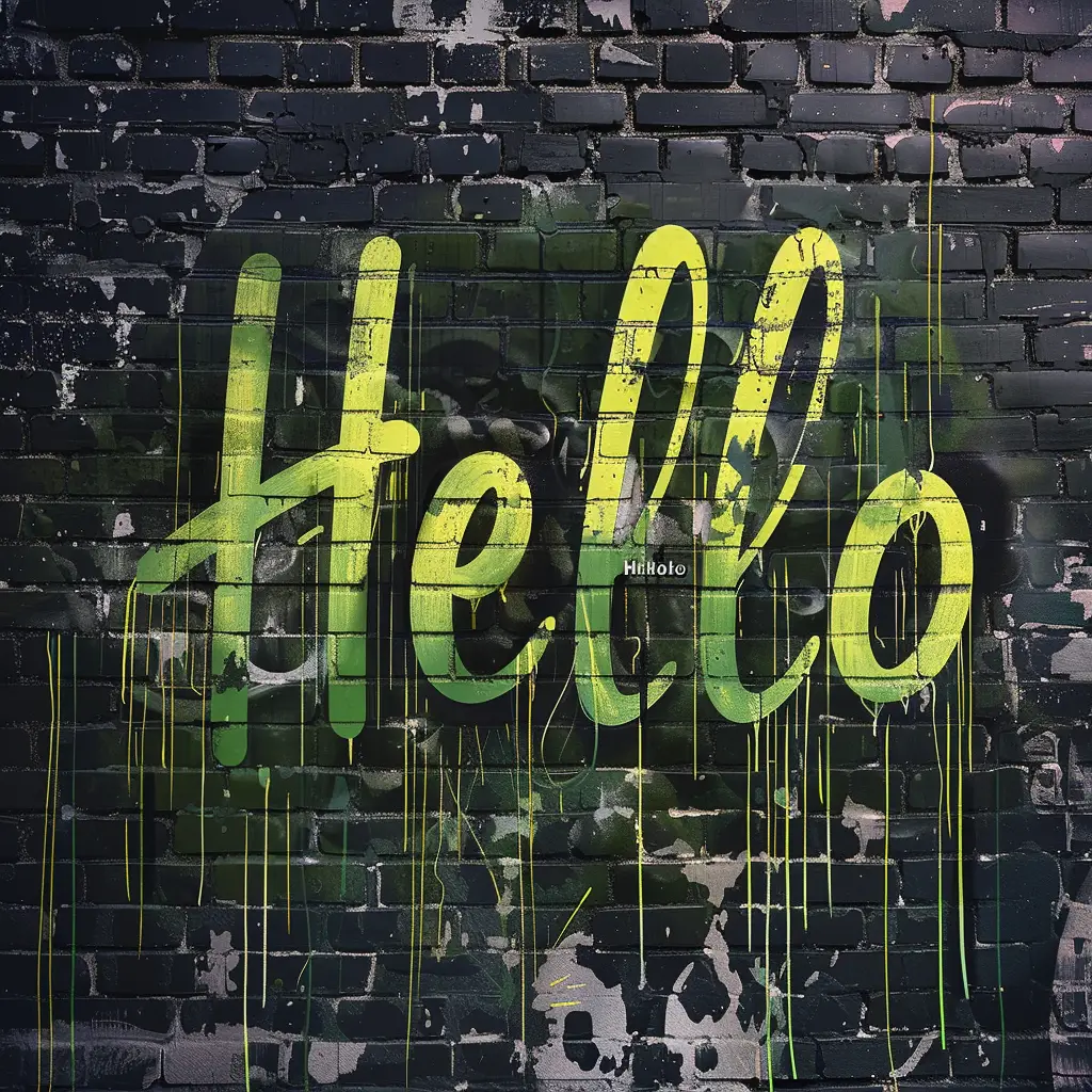 hello font type graffiti wall word painting typography art