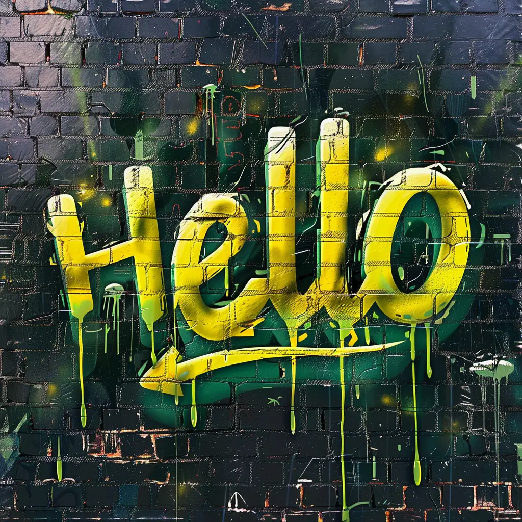 hello font type word graffiti wall painting typography art