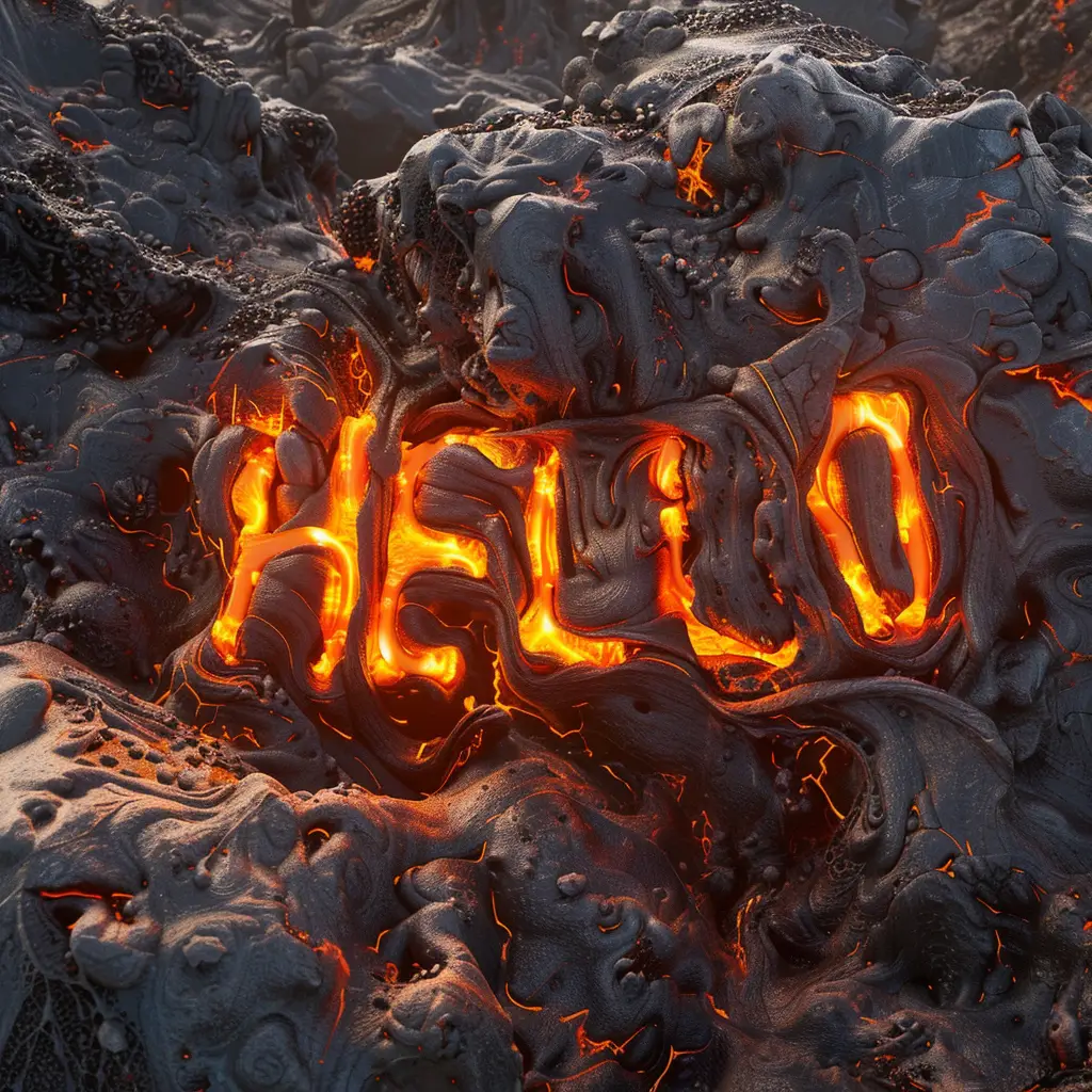 hello lava font type flowing rock word
