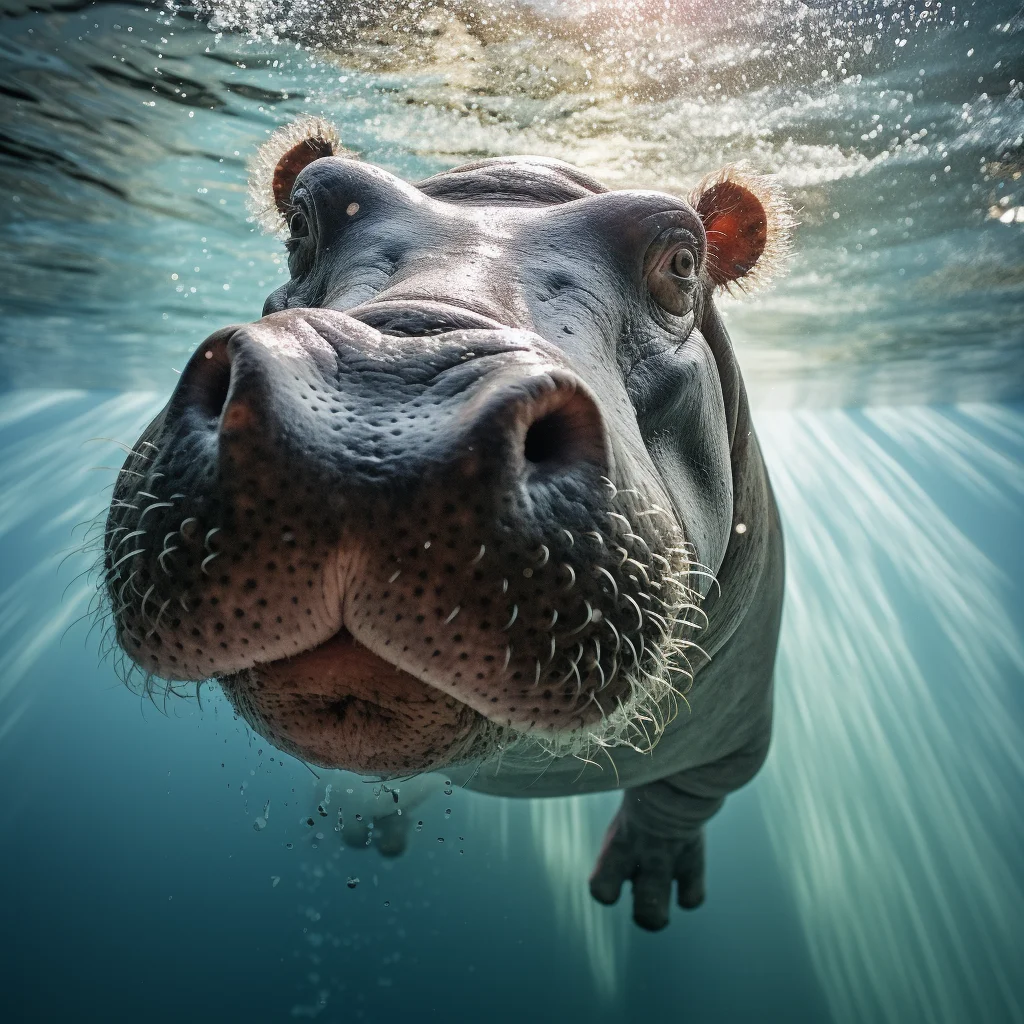 hippo sea light swim underwater diving photography