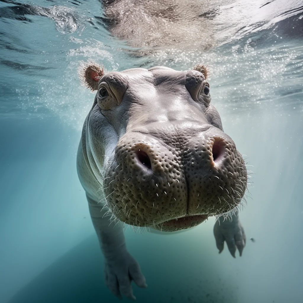 hippo underwater sea light diving swim photography