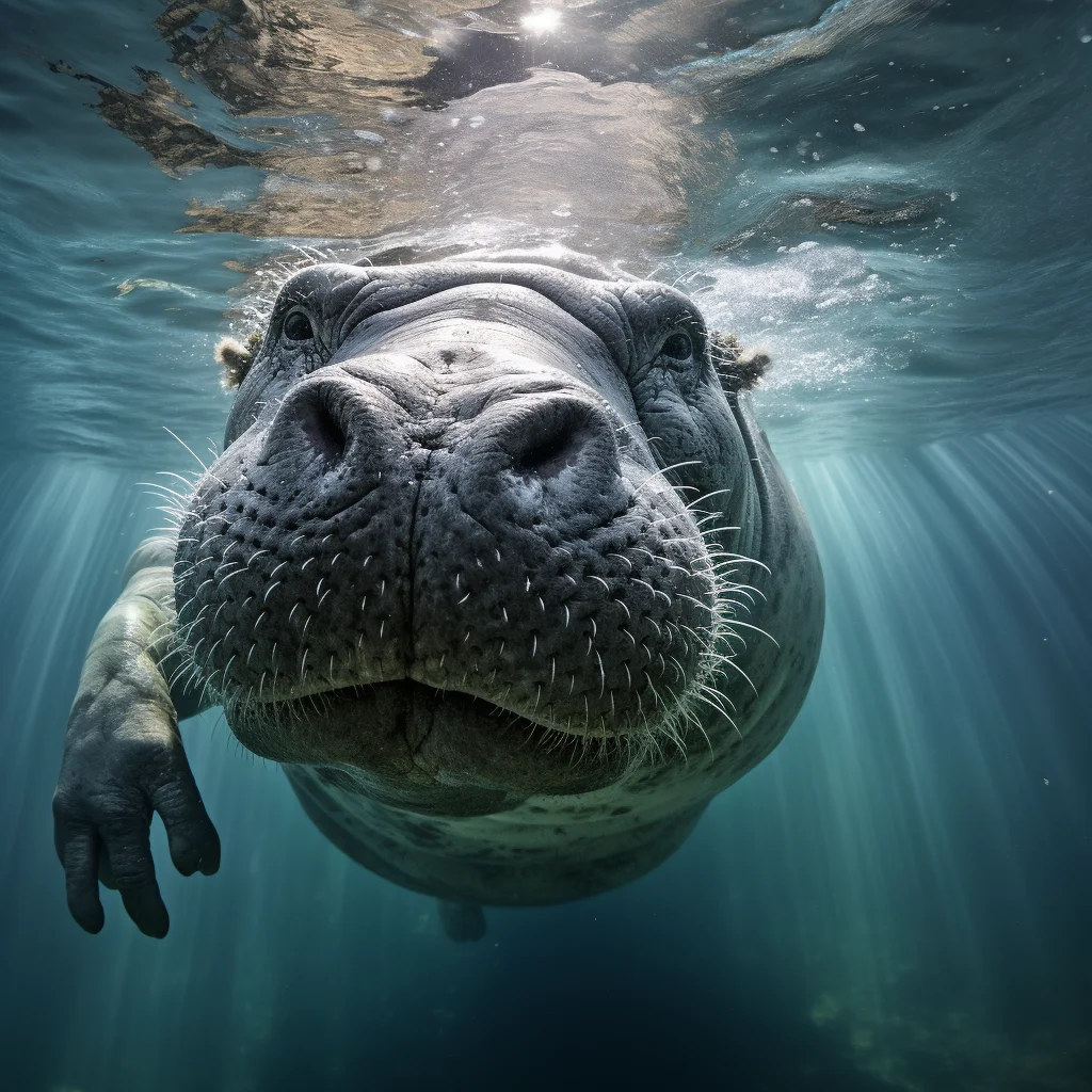 hippo underwater sea light swim diving photography