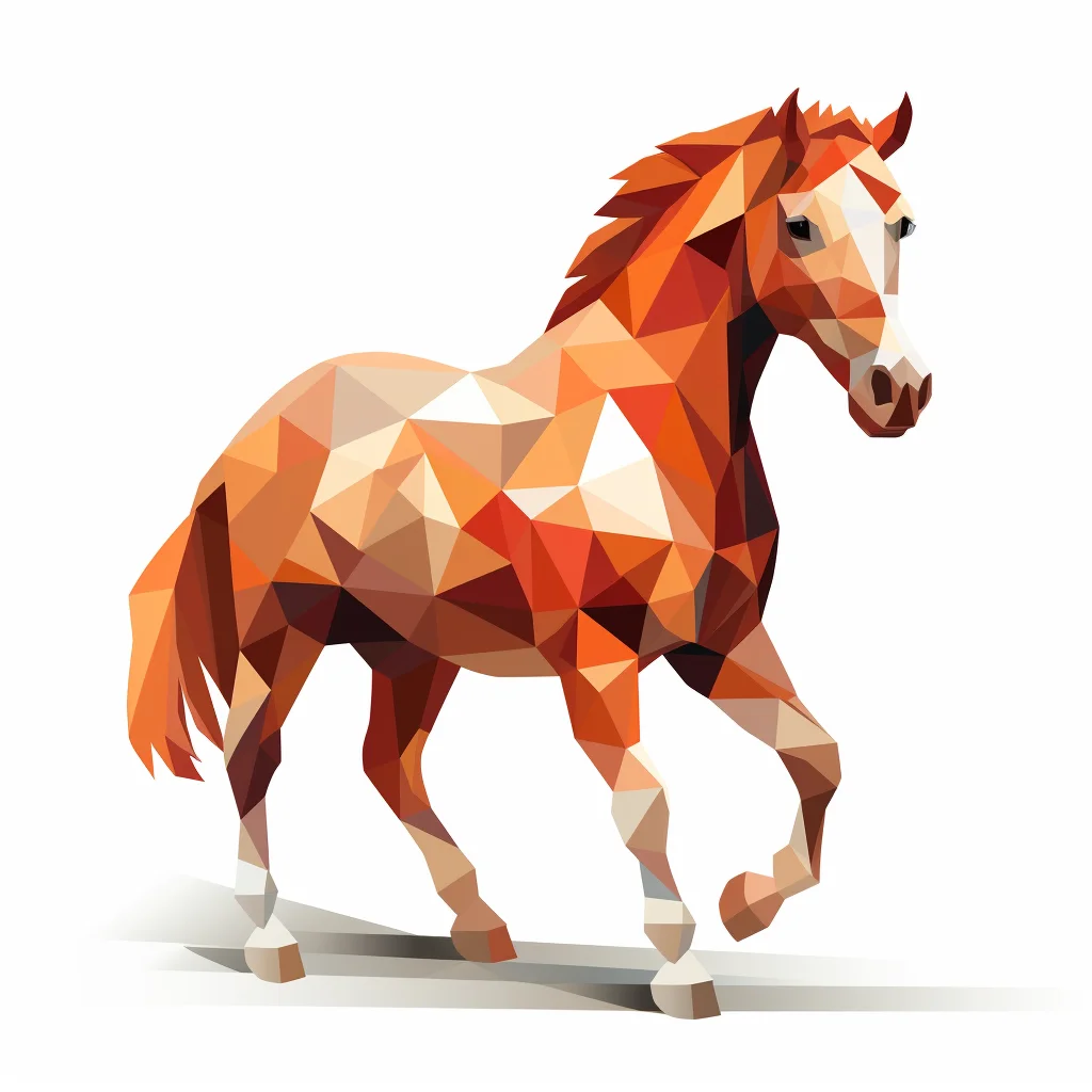 horse geometric figure red triangle illustration vector logo