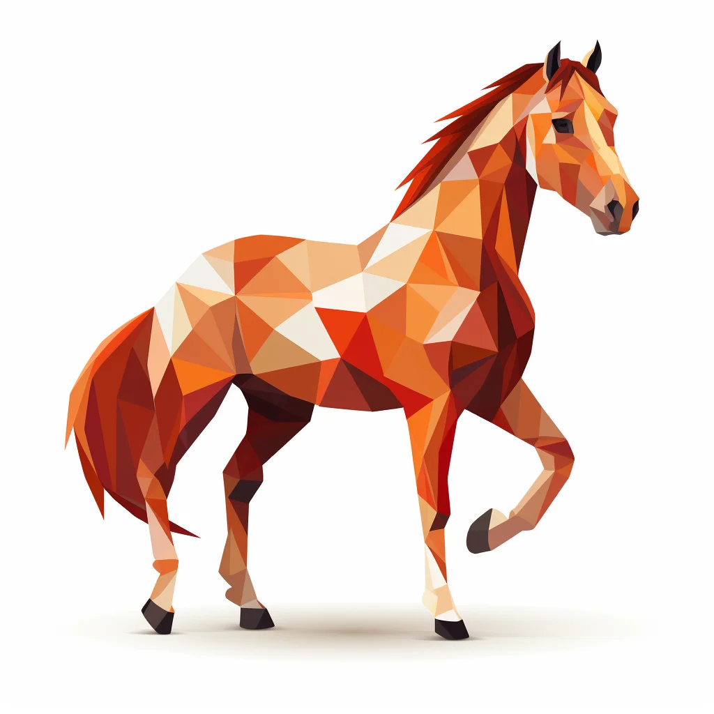 horse geometric figure red triangle logo illustration vector