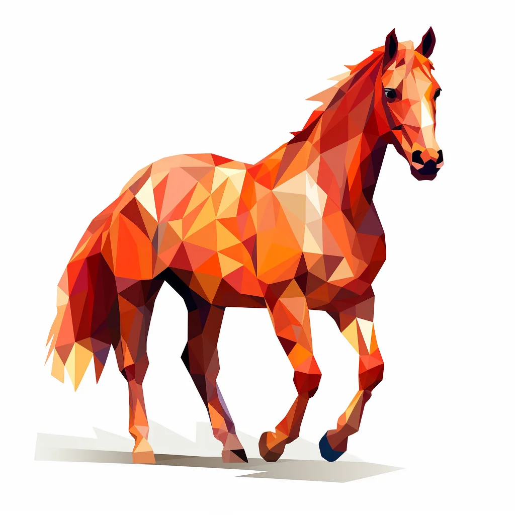 horse geometric figure red triangle vector illustration logo