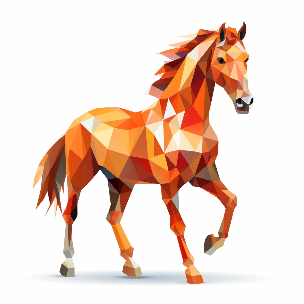 horse geometric figure red triangle vector logo illustration