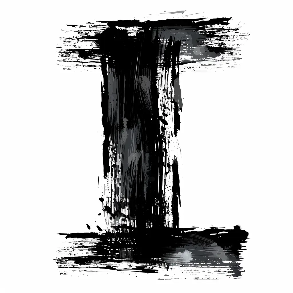 letter I brush ink black and white font art stroke
