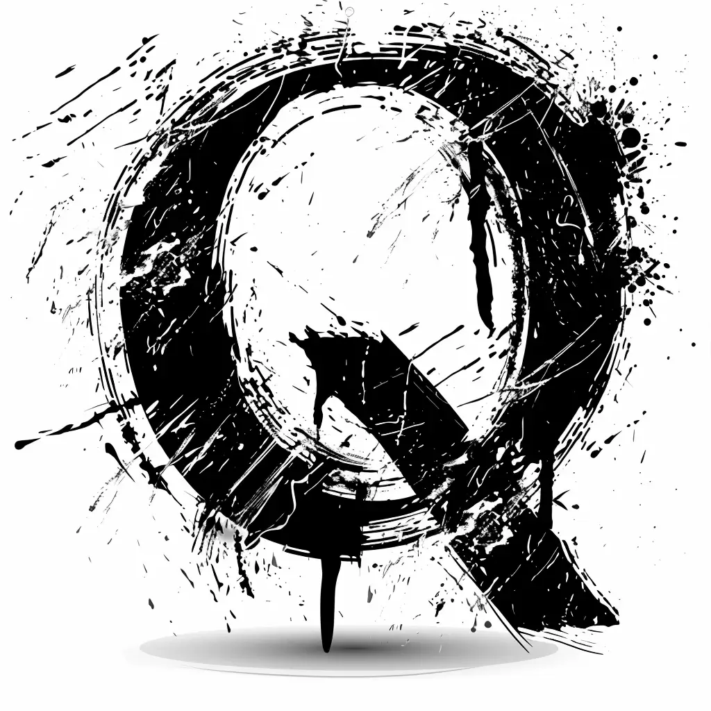 letter Q brush ink black and white art font stroke