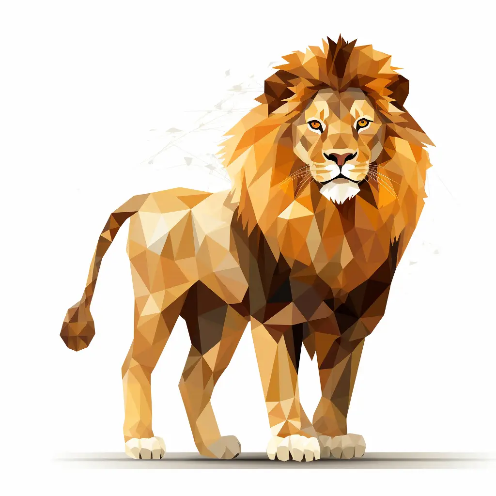 lion geometric figure gold brown triangle illustration vector logo