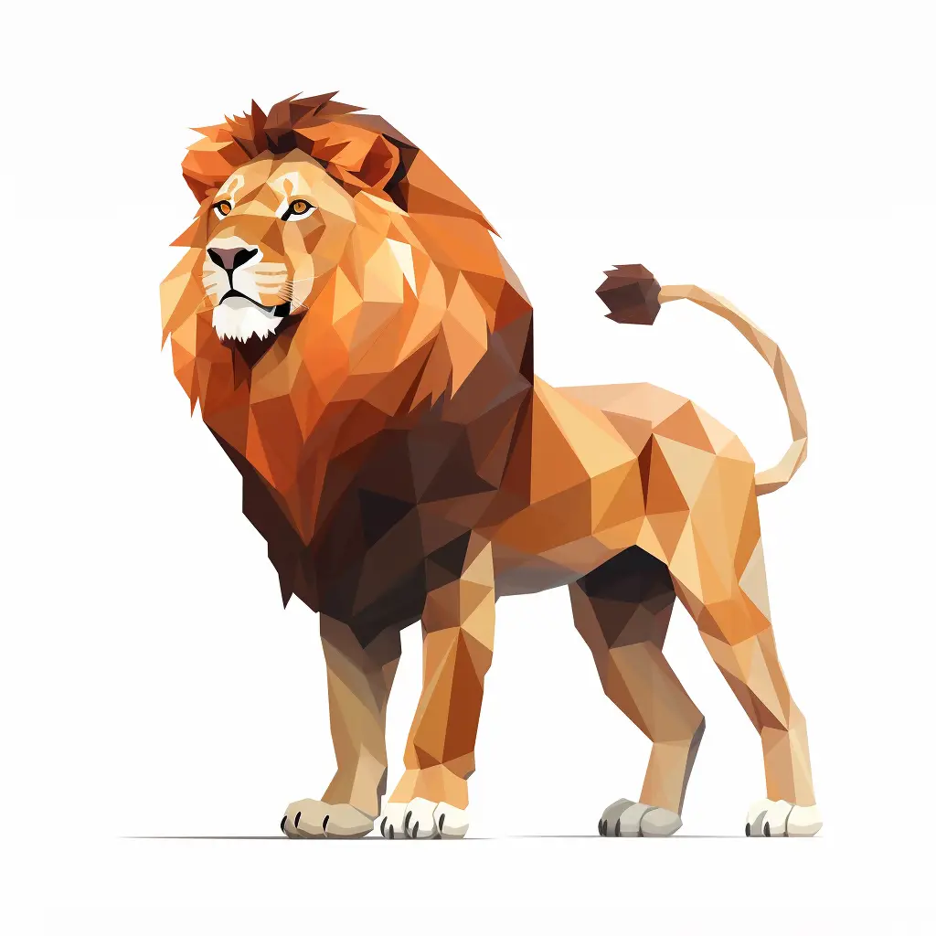 lion geometric figure gold brown triangle logo illustration vector