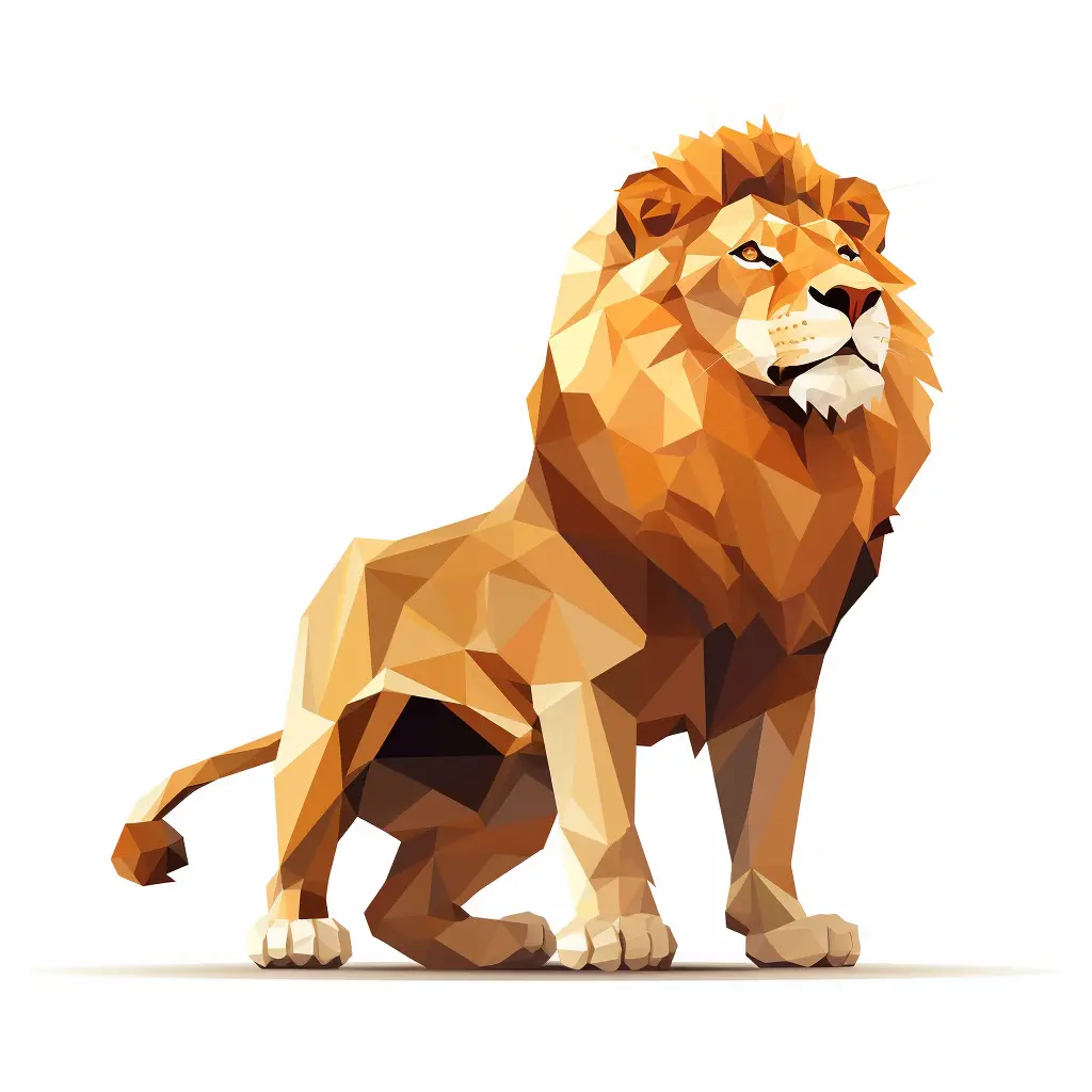 lion geometric figure gold brown triangle vector illustration logo