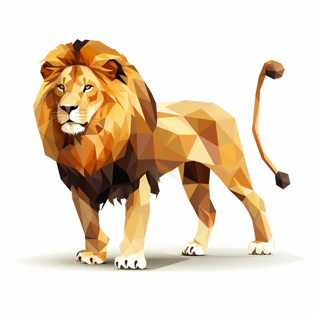 lion geometric figure gold brown triangle vector logo illustration