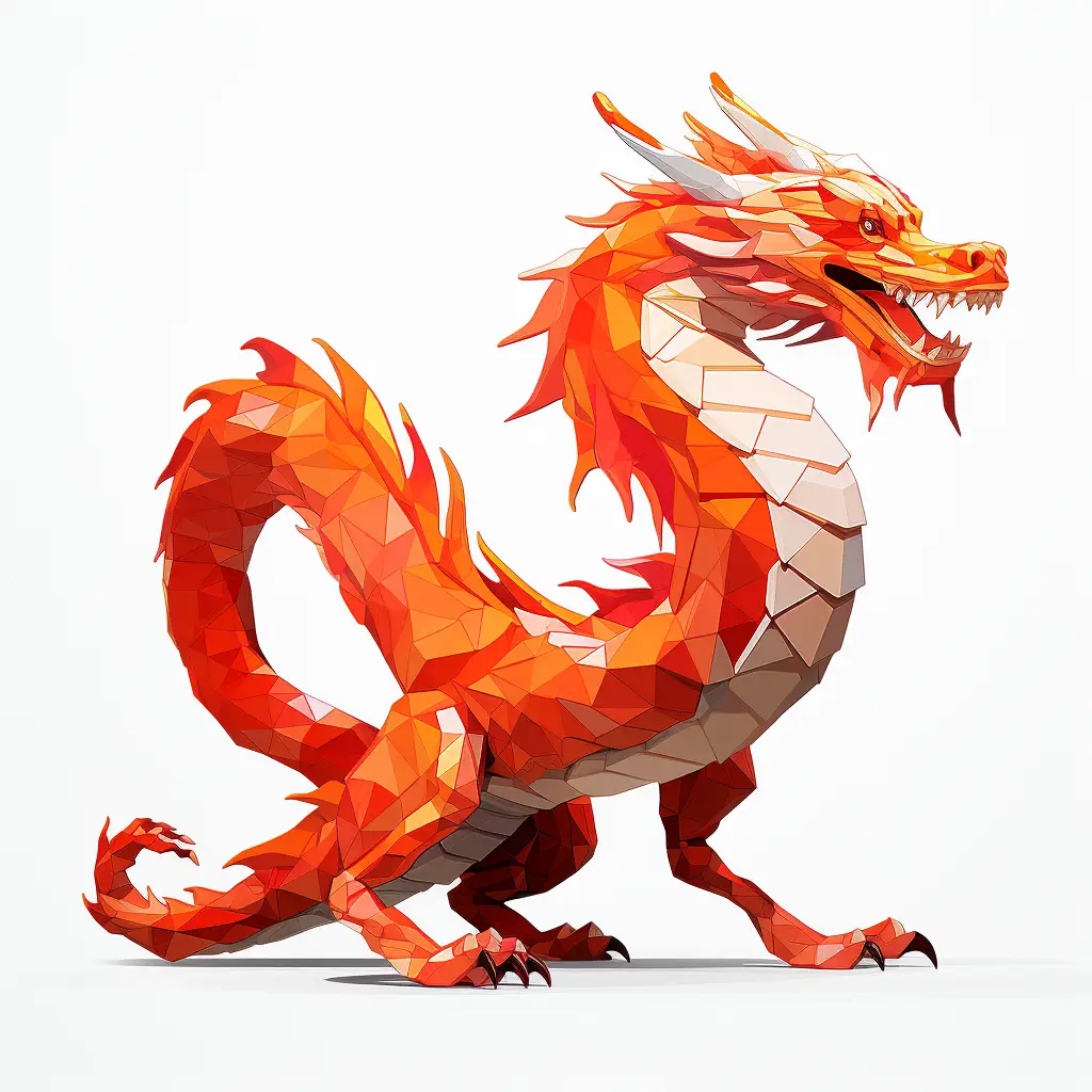 loong Chinese dragon geometric figure brown triangle illustration vector logo