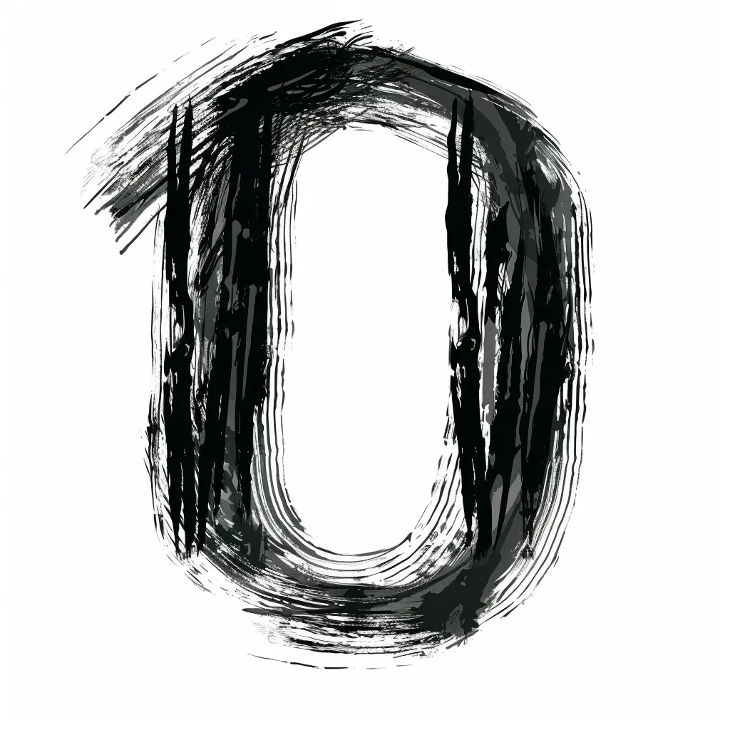 number 0 brush ink black and white art letter font stroke