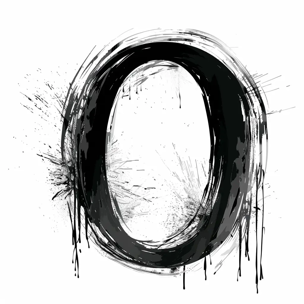 number 0 brush ink black and white letter font art stroke