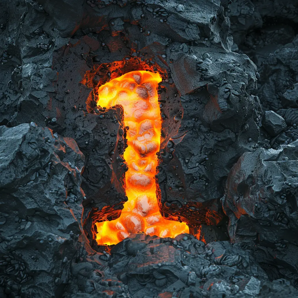 number 1 lava type font rock flowing