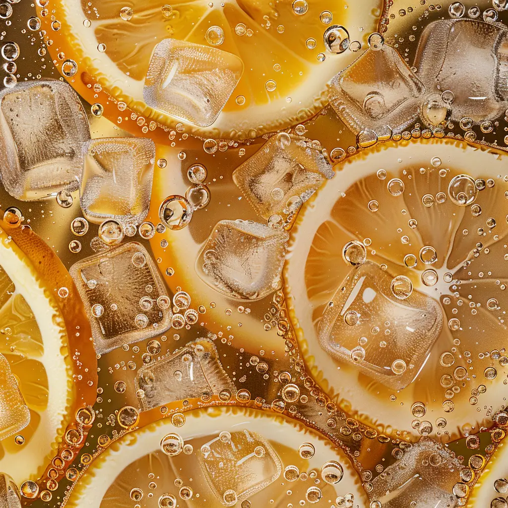 orange slice sparkling water ice cube bubble photography