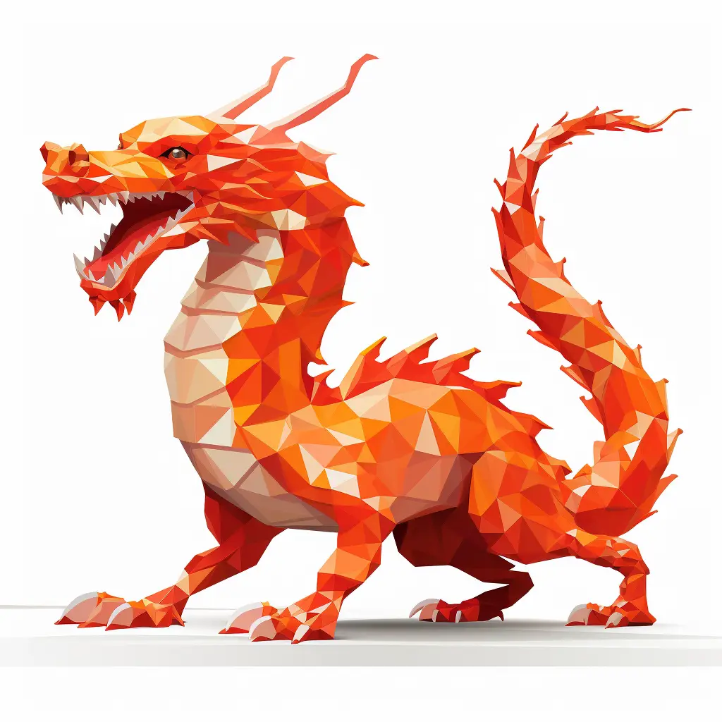 loong Chinese dragon geometric figure brown triangle vector illustration logo