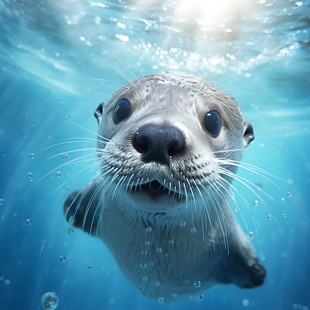 otter beaver underwater sea light diving swim photography