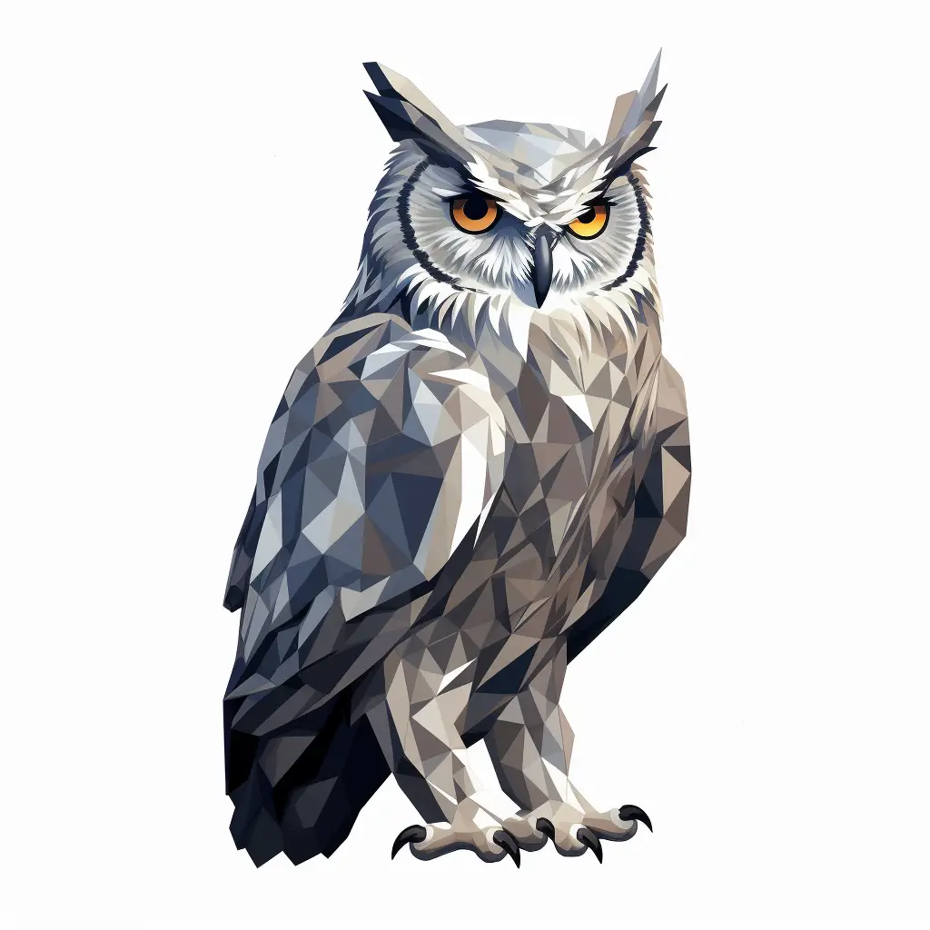 owl geometric figure grey triangle illustration vector logo