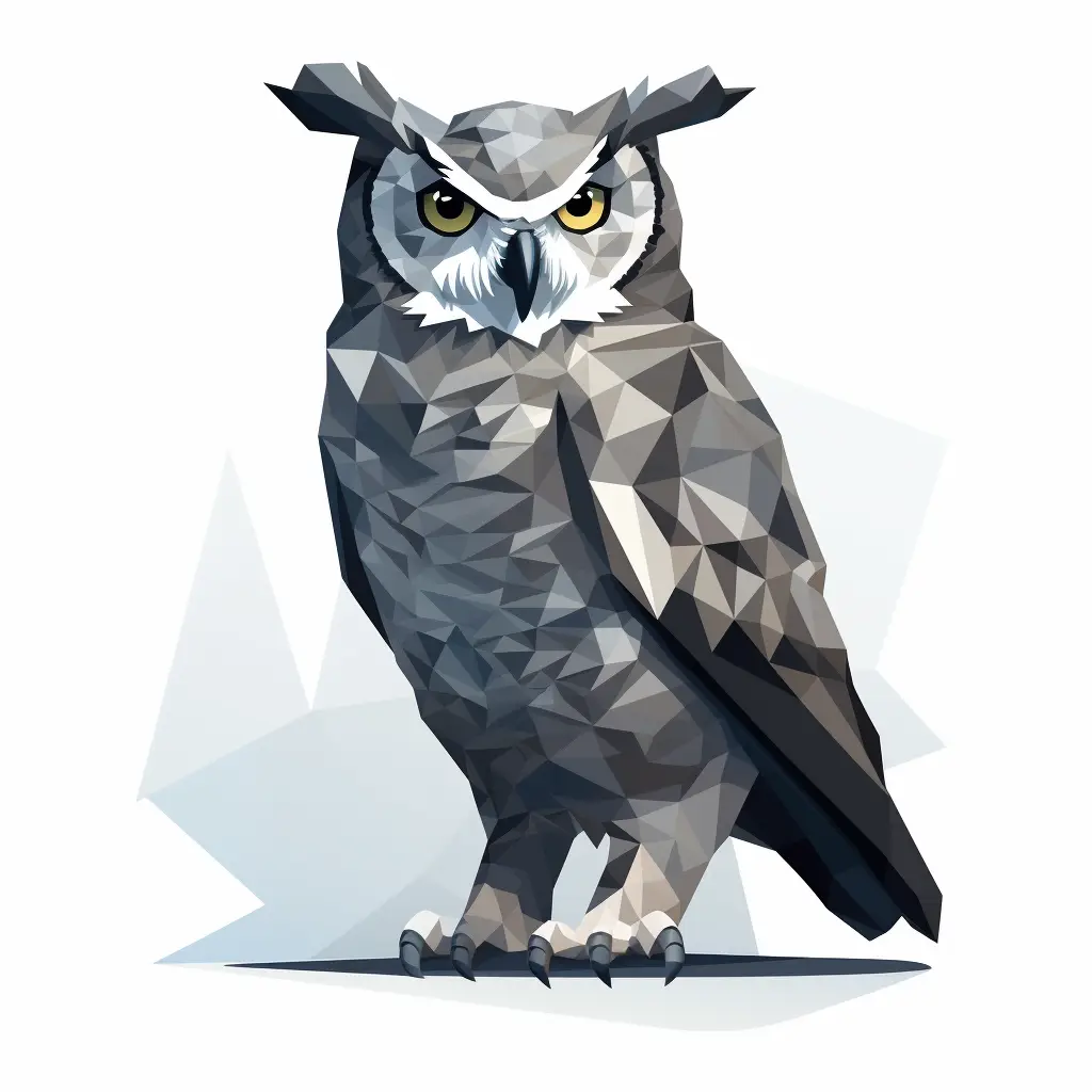 owl geometric figure grey triangle vector illustration logo