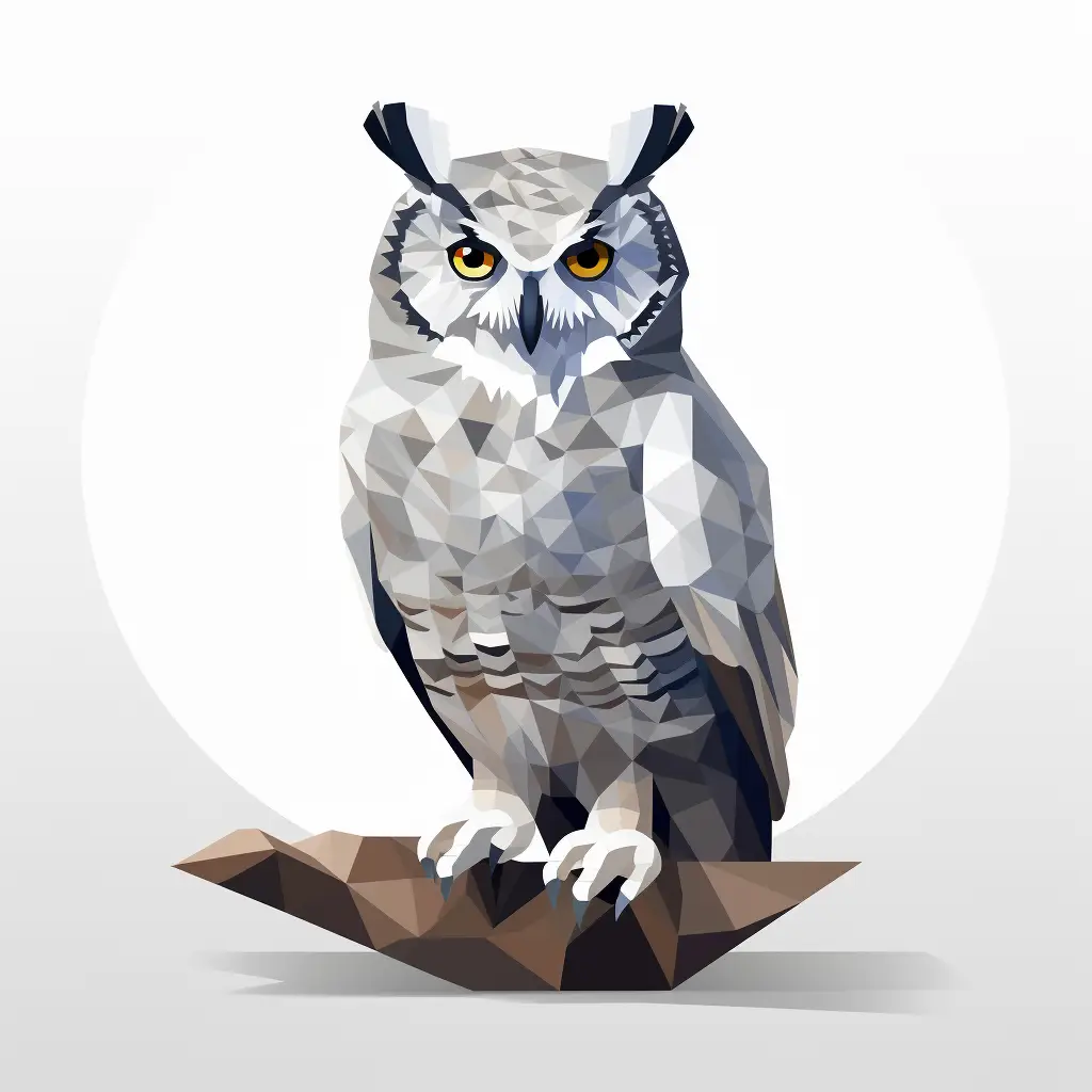 owl geometric figure grey triangle vector logo illustration