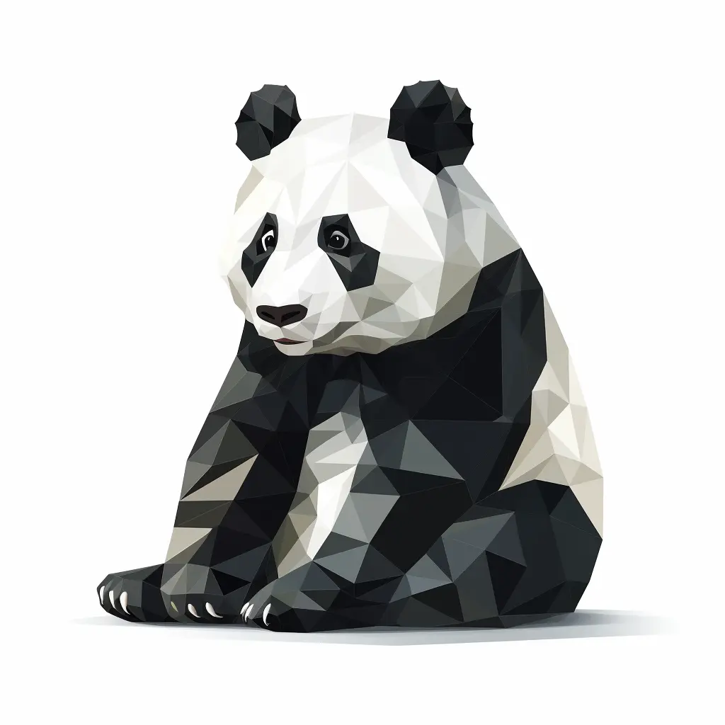 panda geometric figure black white triangle vector illustration logo