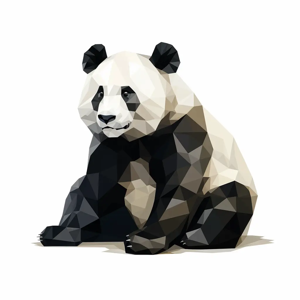 panda geometric figure black and white triangle vector logo illustration