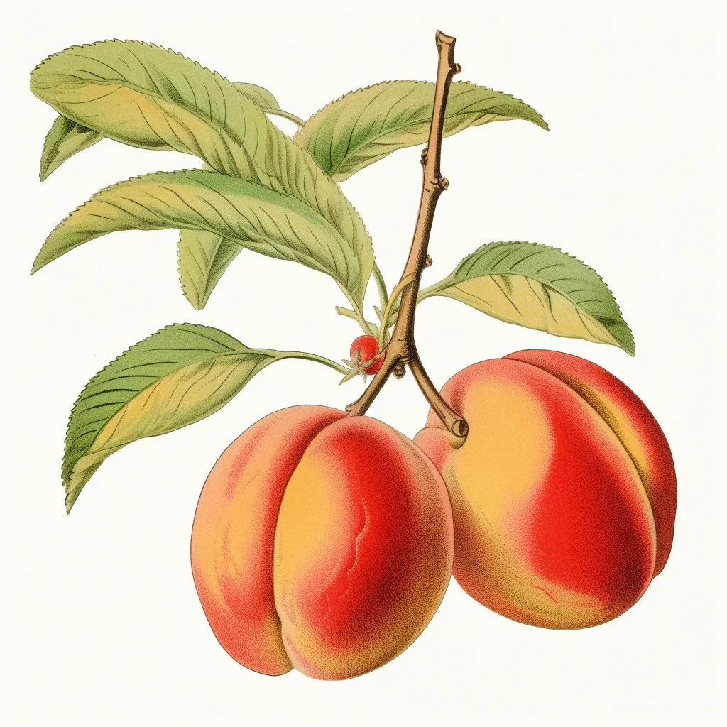 peach leaf leaves branch painting vintage illustrationdrawing