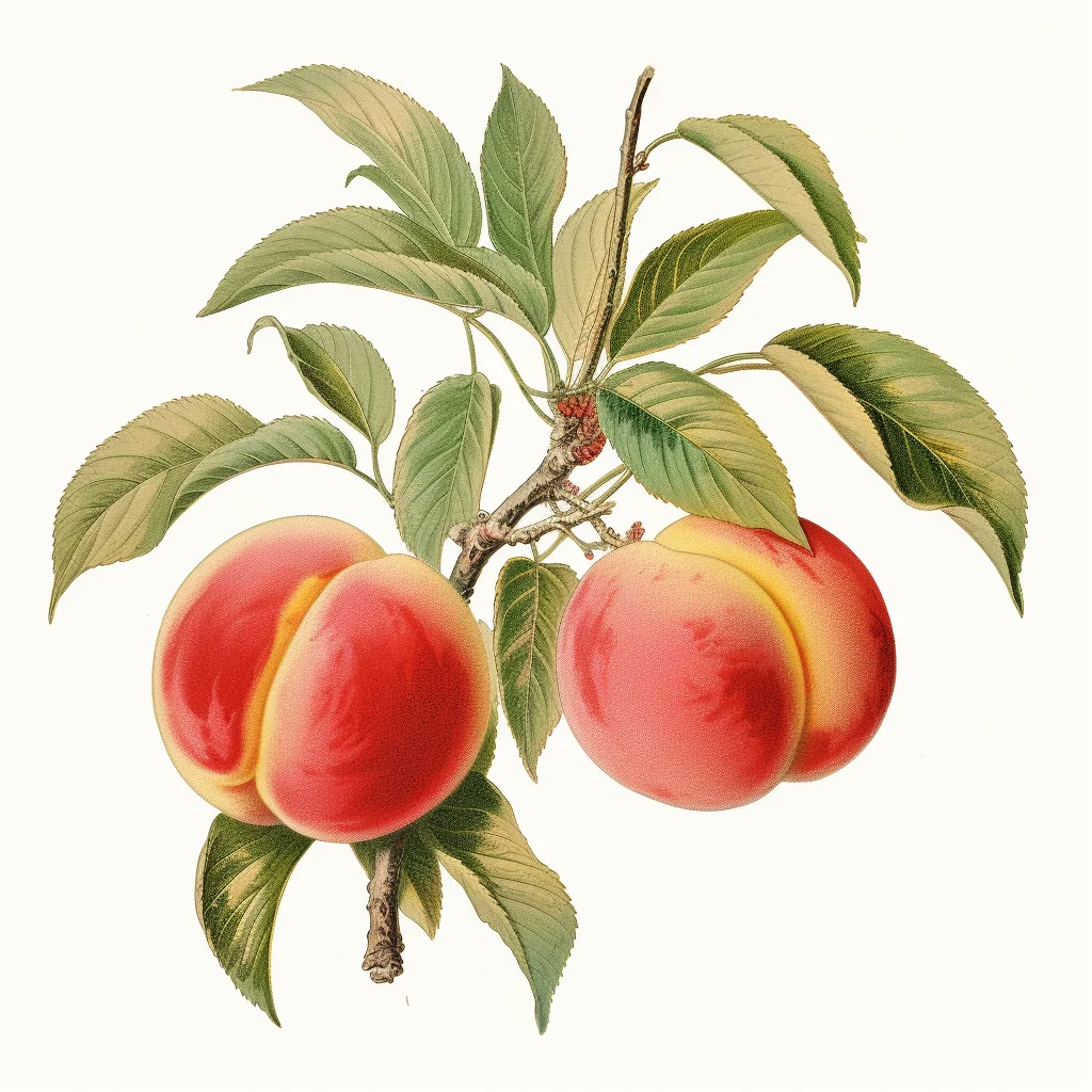 peach leaf leaves branch vintage illustration painting drawing