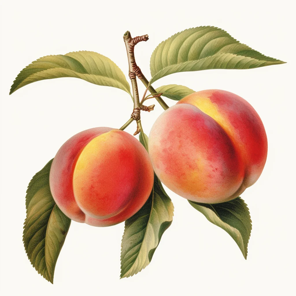 peach leaf leaves branch vintage painting drawing illustration