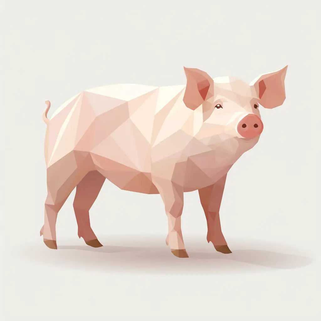 pig geometric figure pink triangle illustration vector logo