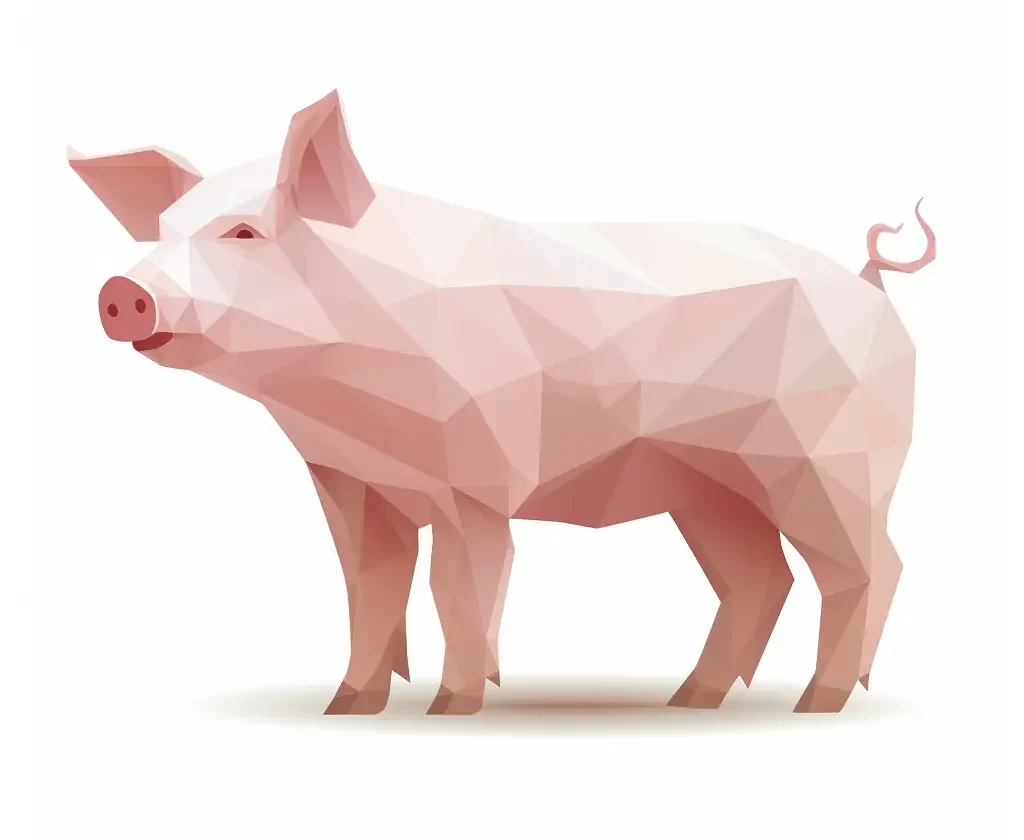 pig geometric figure pink triangle vector logo illustration