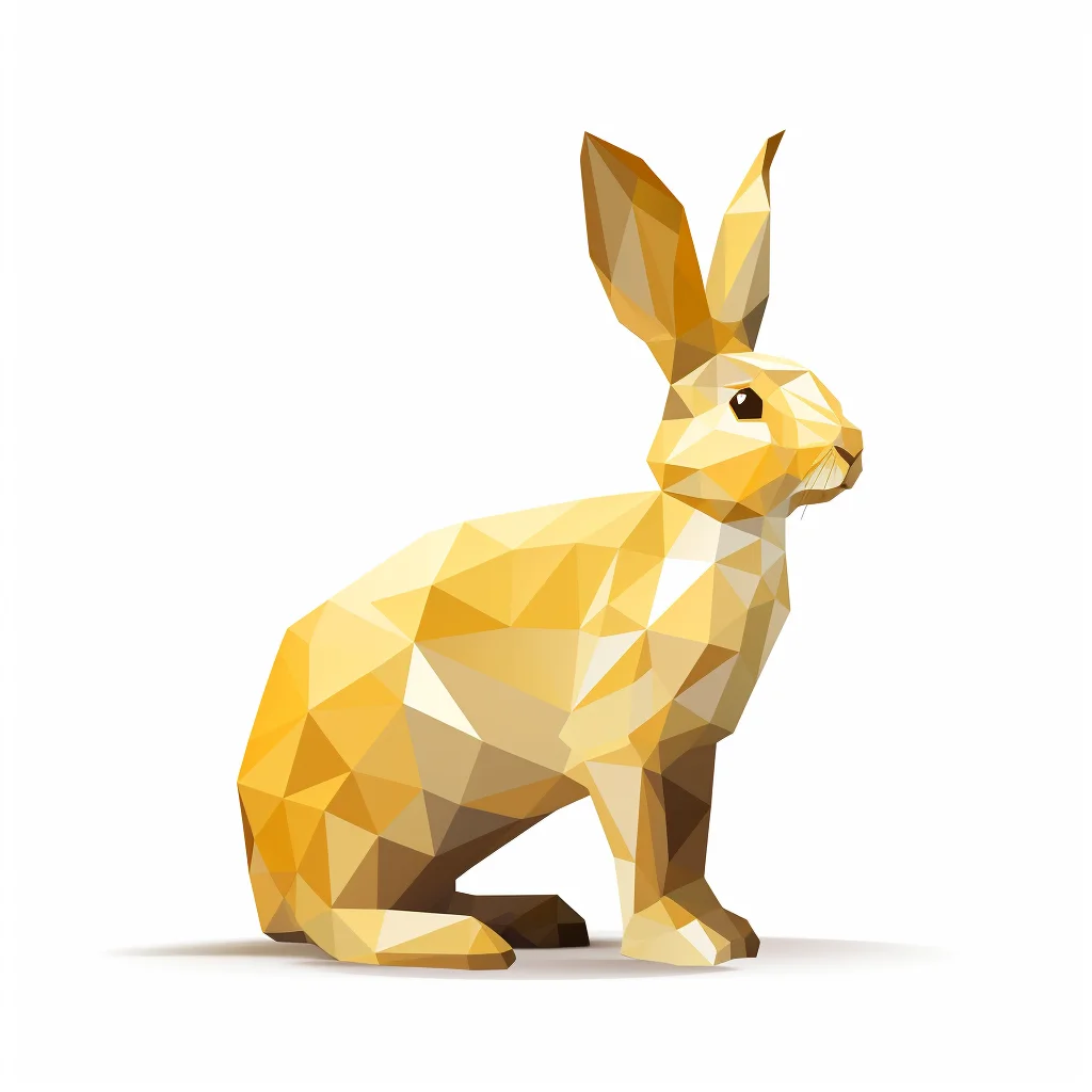 rabbit hare geometric figure yellow triangle illustration vector logo