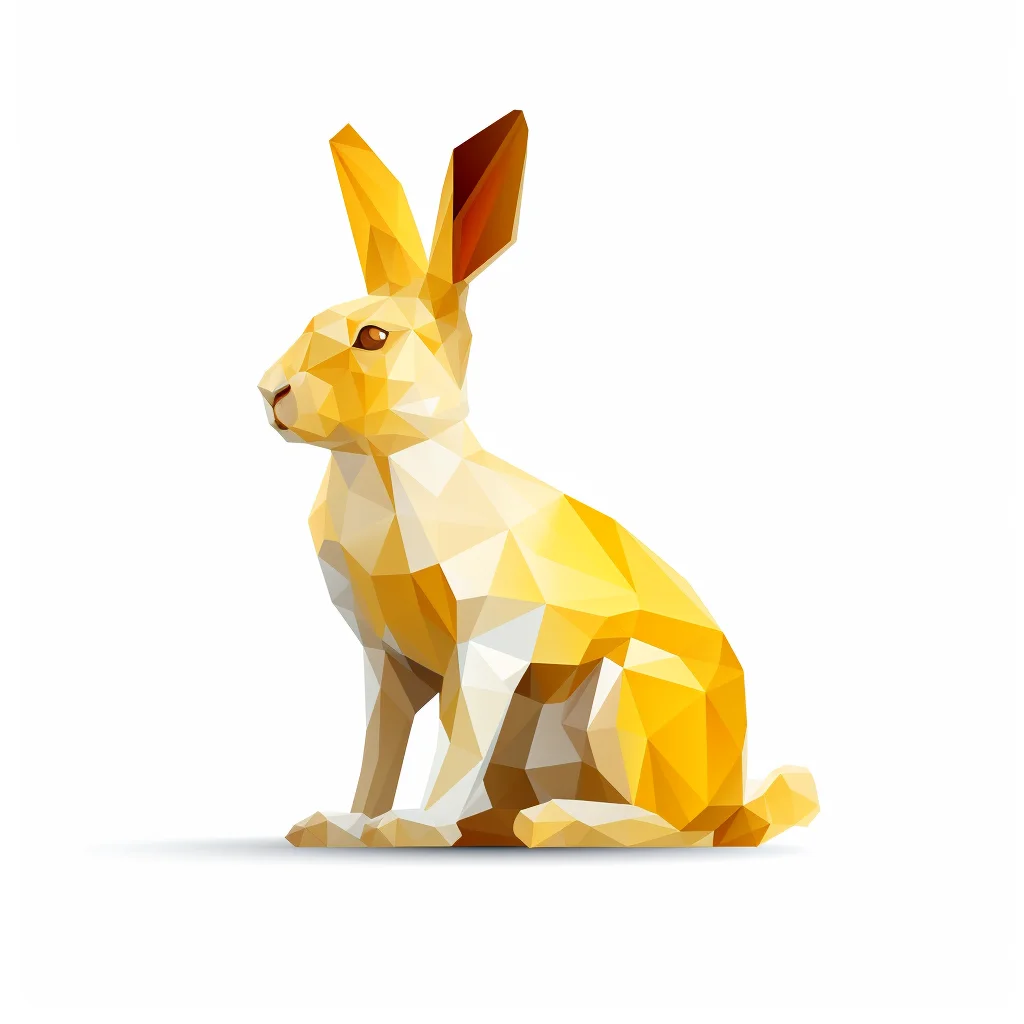 rabbit hare geometric figure yellow triangle vector logo illustration