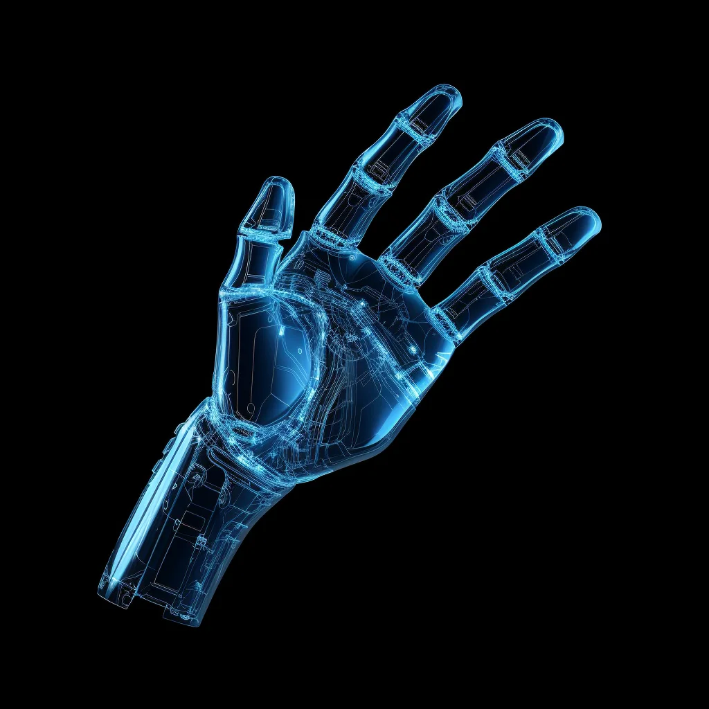 robot hand wireframe digital structural isometric technological technology perspective