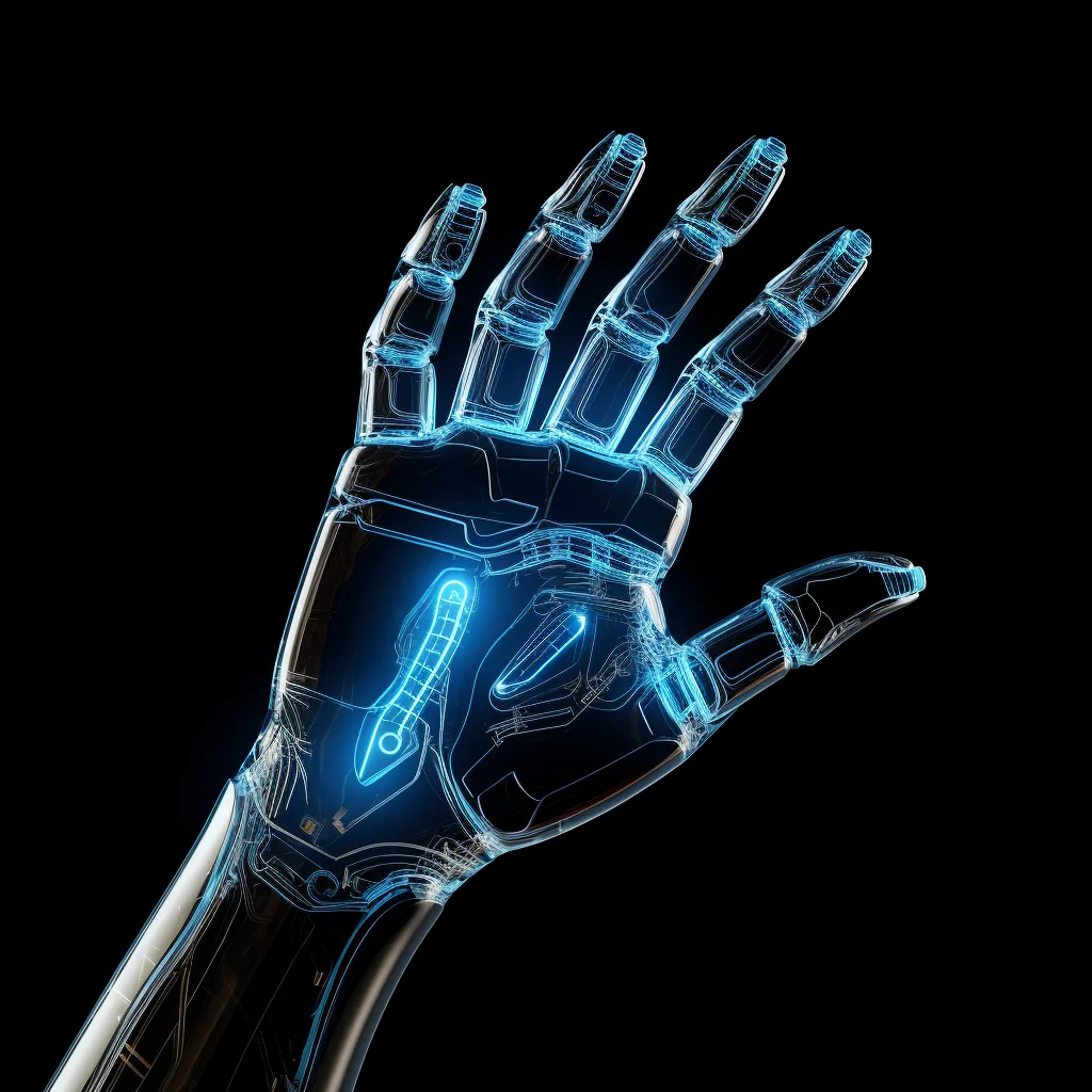 robot hand wireframe structural digital isometric technological technology perspective