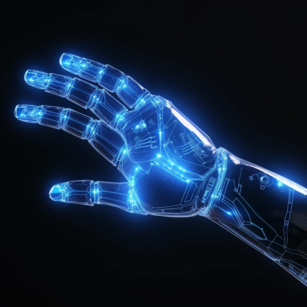 robot hand wireframe structural isometric digital technology technological perspective