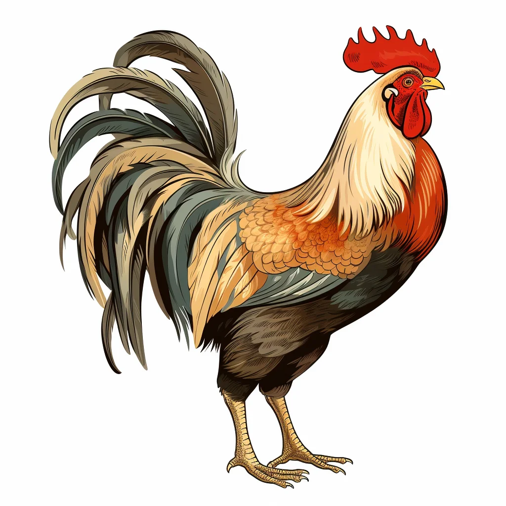 rooster vintage drawing illustration painting