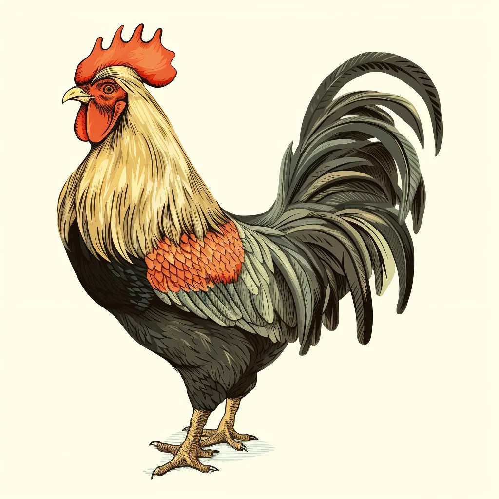 rooster vintage drawing painting illustration