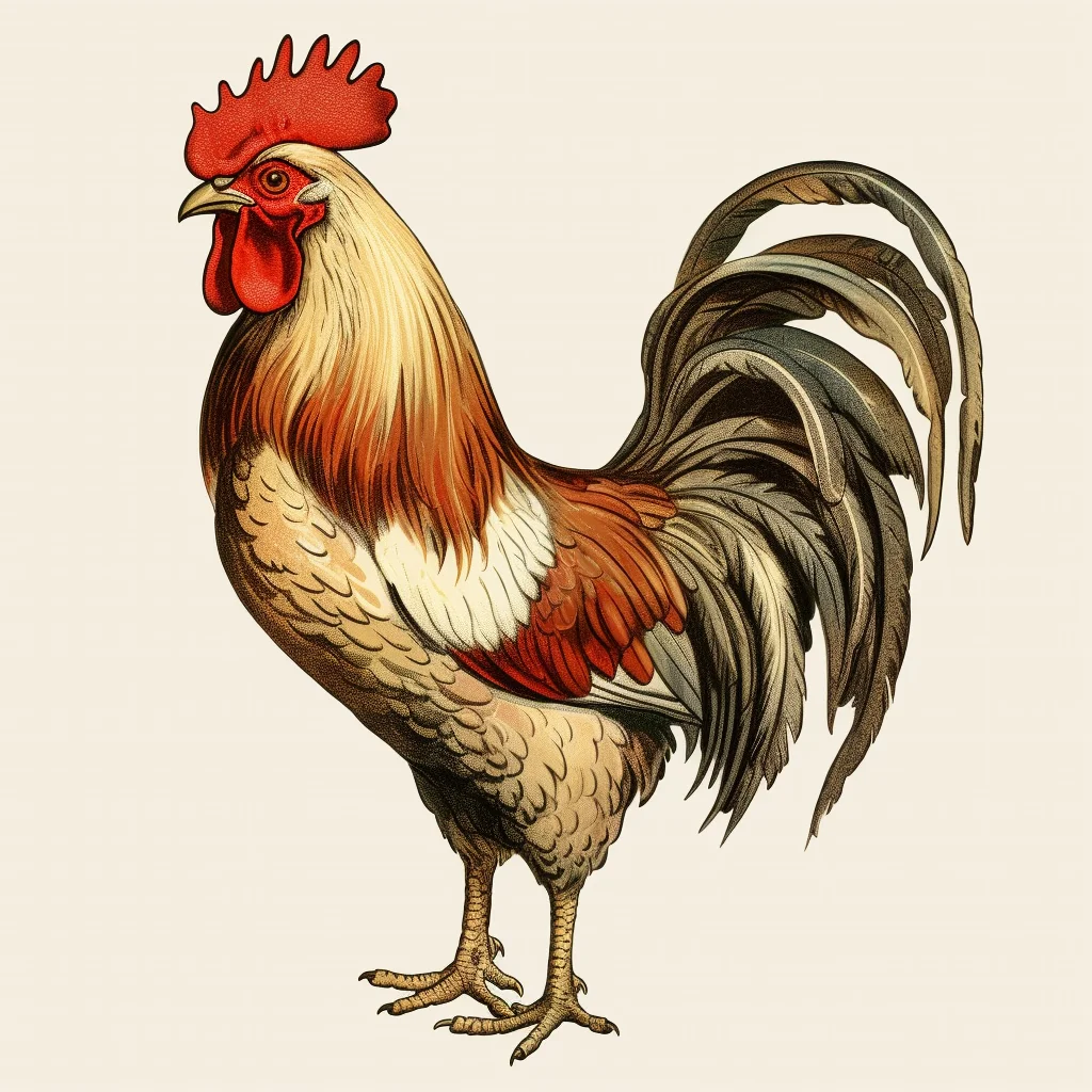 rooster vintage illustration drawing painting