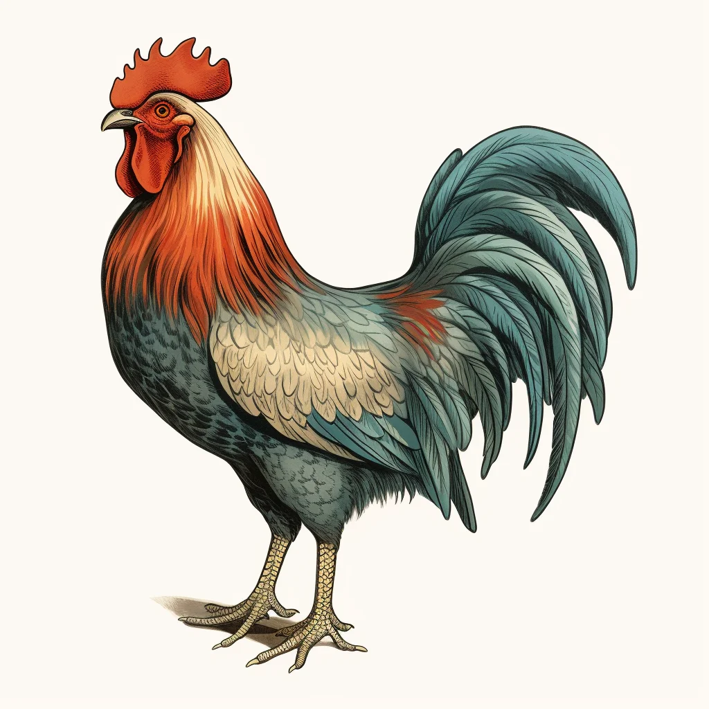 rooster vintage illustration painting drawing