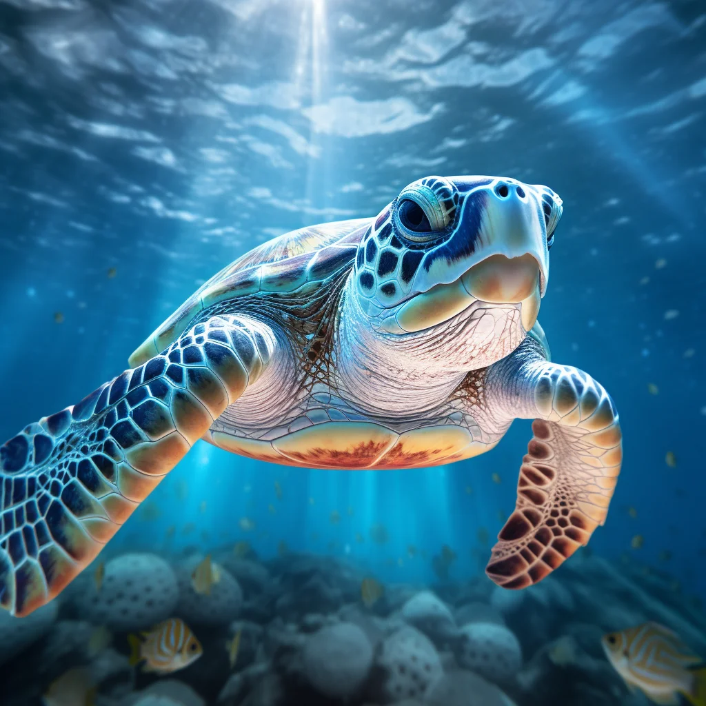 sea turtle underwater light diving swim photography