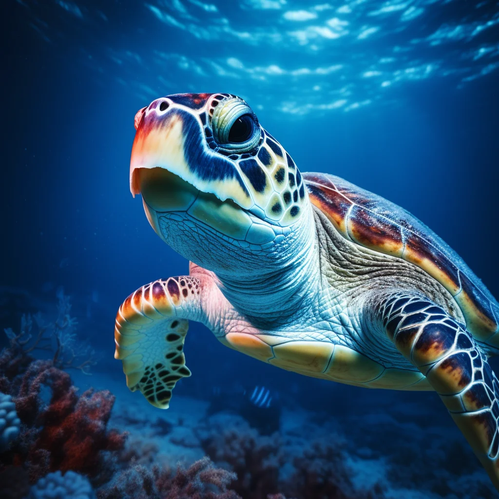 sea turtle underwater light swim diving photography