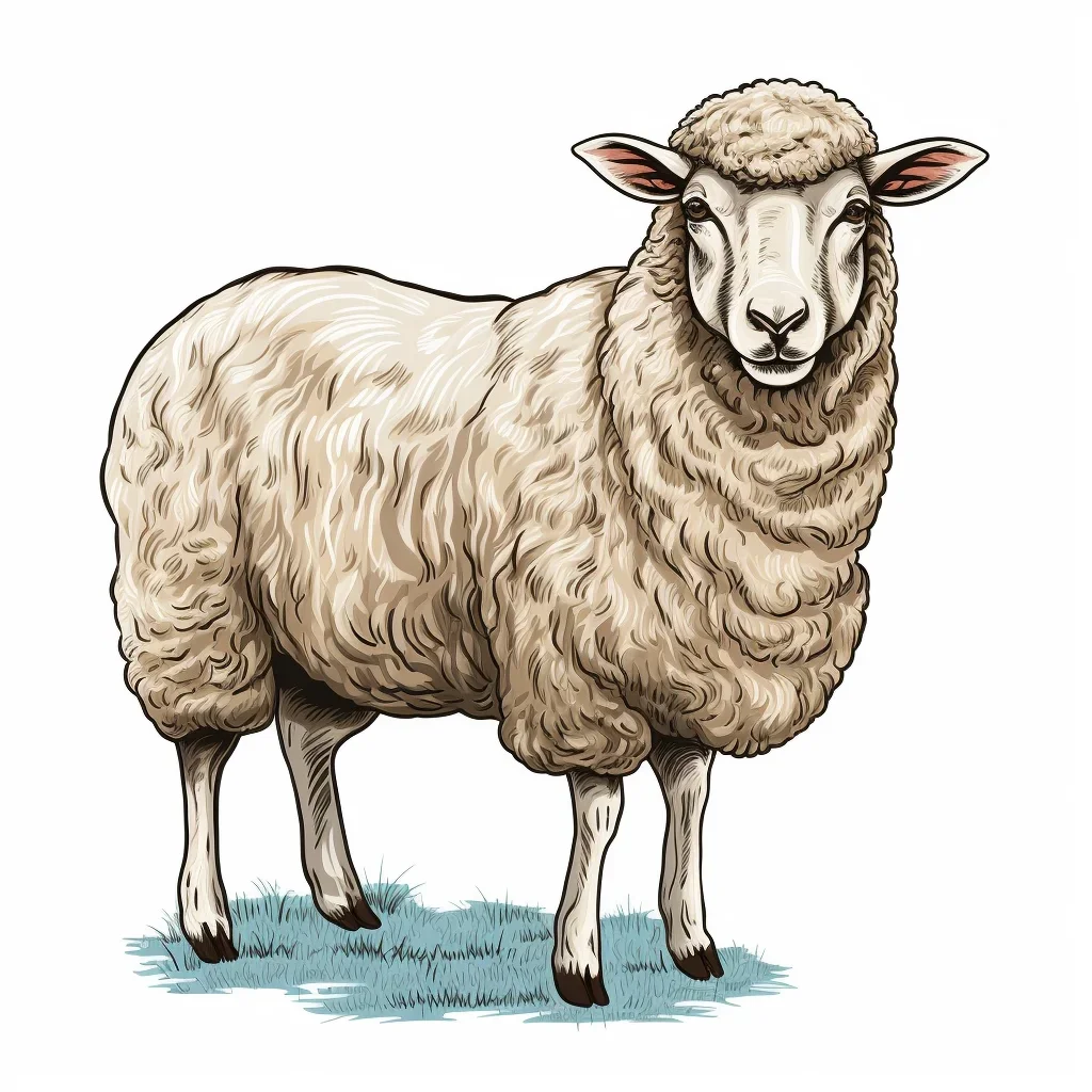 sheep stand vintage drawing illustration