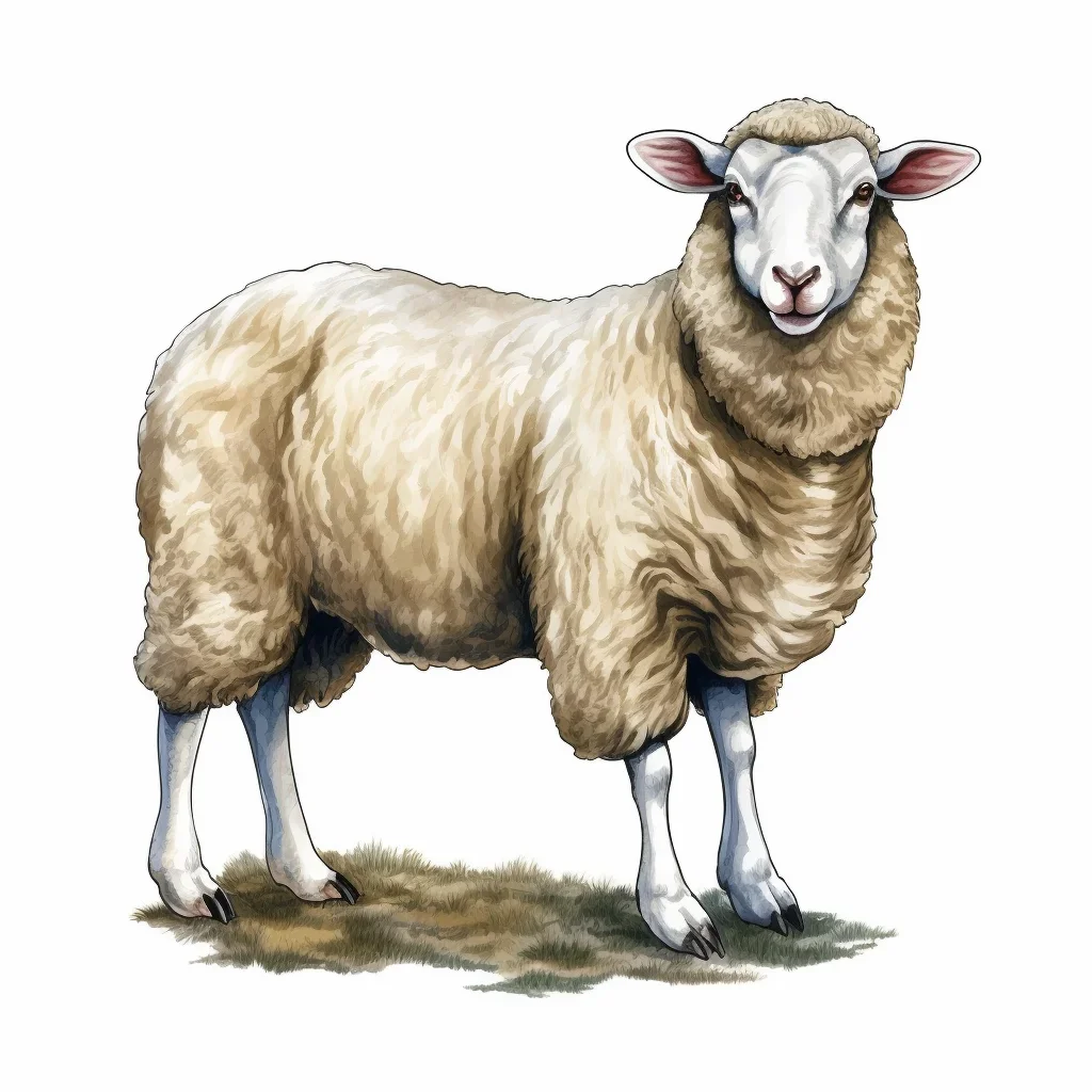Gropicture Sheep Vintage Illustration Drawing