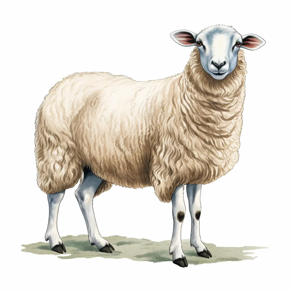 Gropicture Stand Sheep Vintage Drawing Illustration