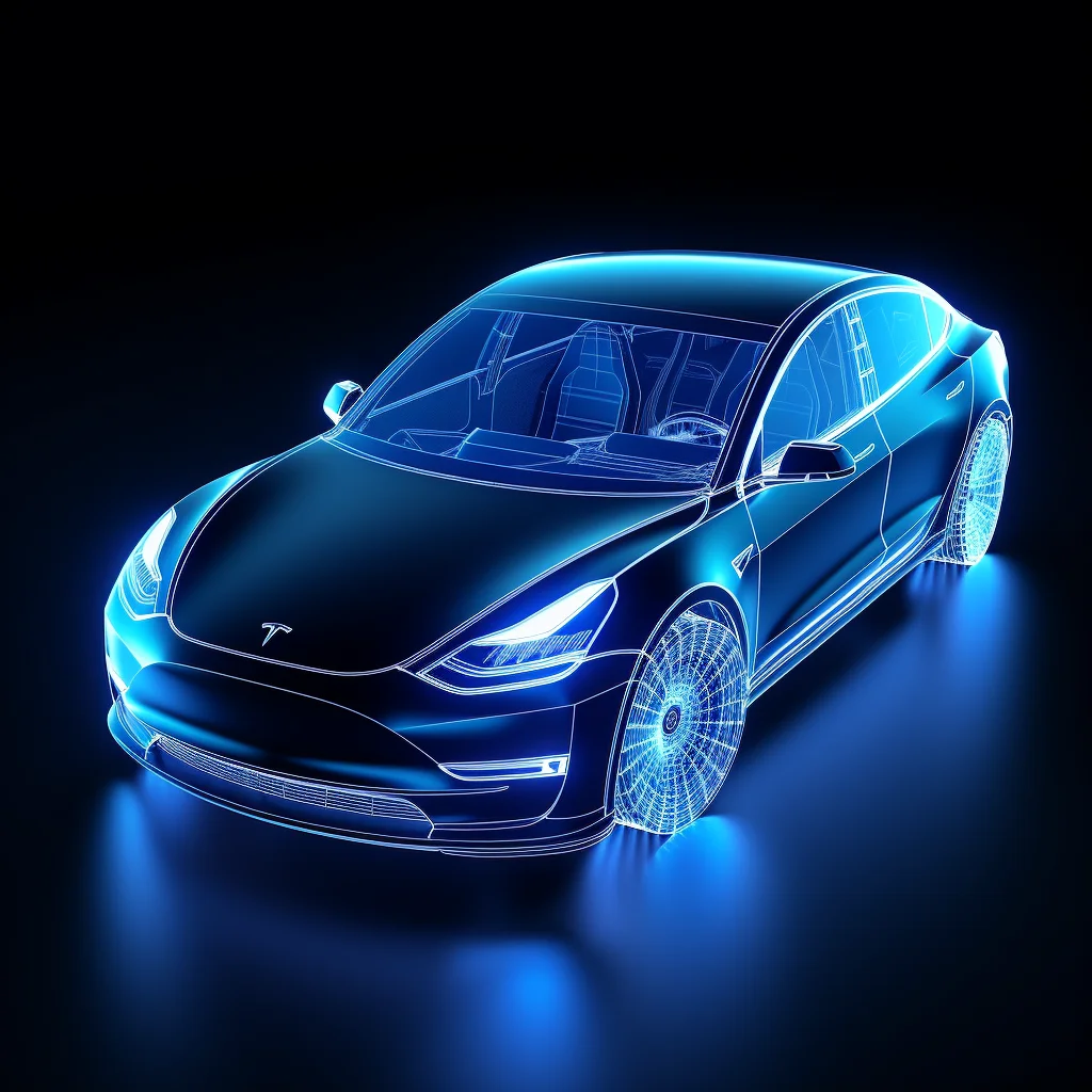 tesla car auto model wireframe structural isometric digital technology technological perspective
